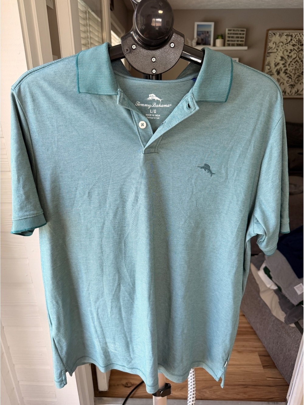 Light blue short sleeve polo shirt